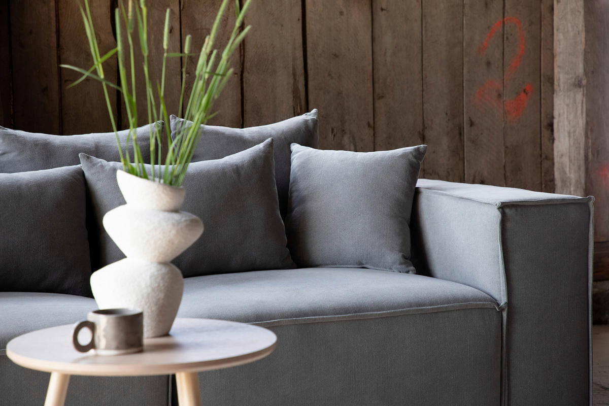 2-SITS SOFFA i plast, textil grå, svart  - grå/svart, Design, textil/plast (232/80/116cm) - Livetastic