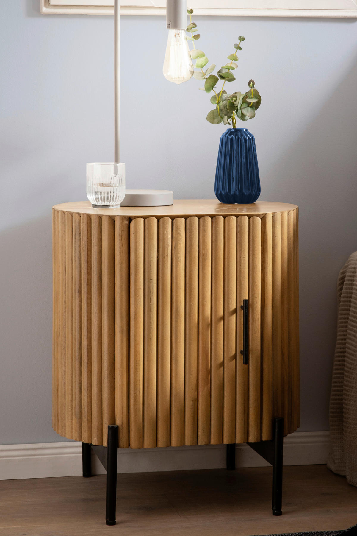 NACHTSCHRANK 50/60/40 cm Mangoholz massiv  - Schwarz/Naturfarben, Basics, Holz/Metall (50/60/40cm) - Livetastic