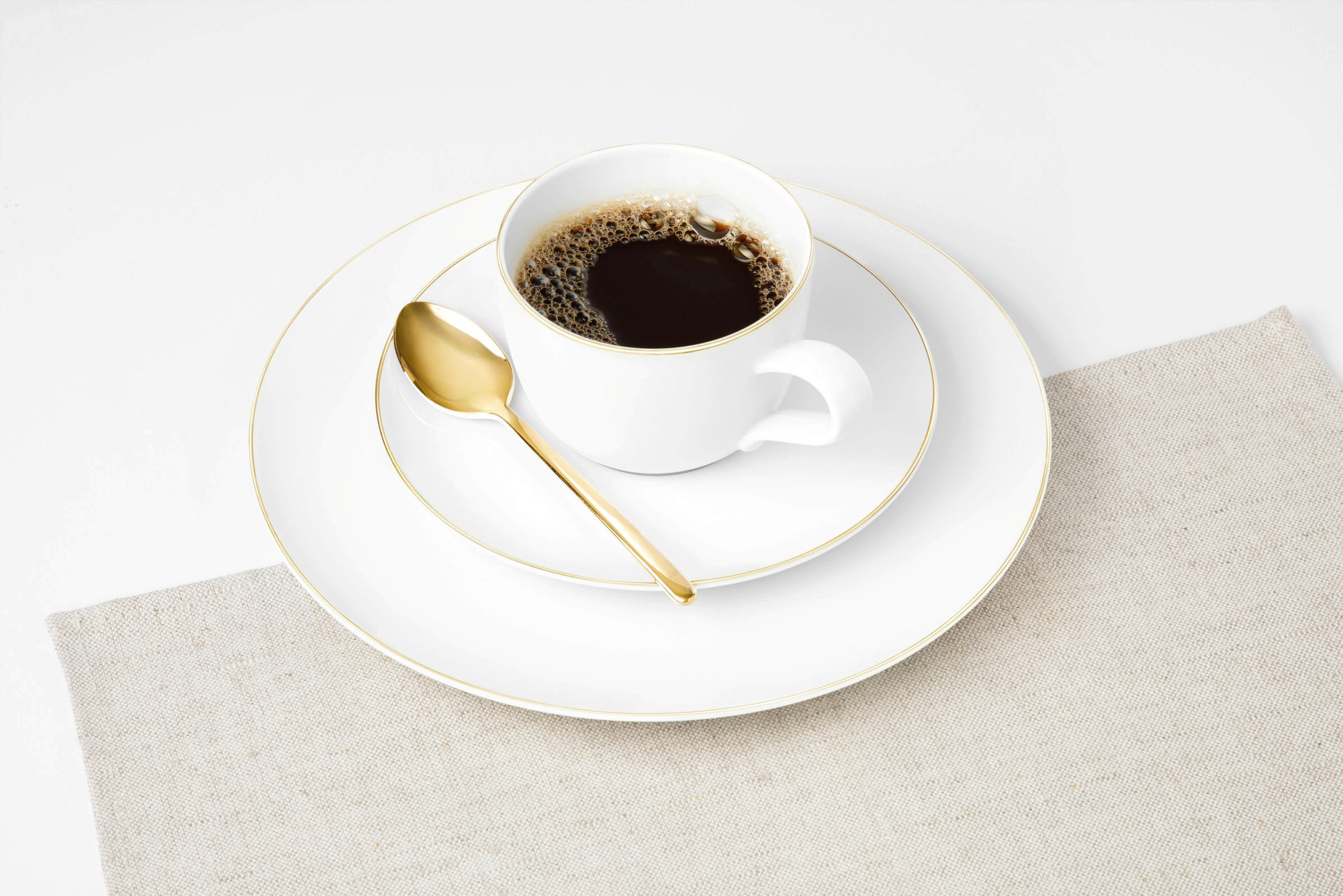 KAFFEEBECHER Liberty - Goldfarben/Weiß, Basics, Keramik (0,4l) - Seltmann Weiden