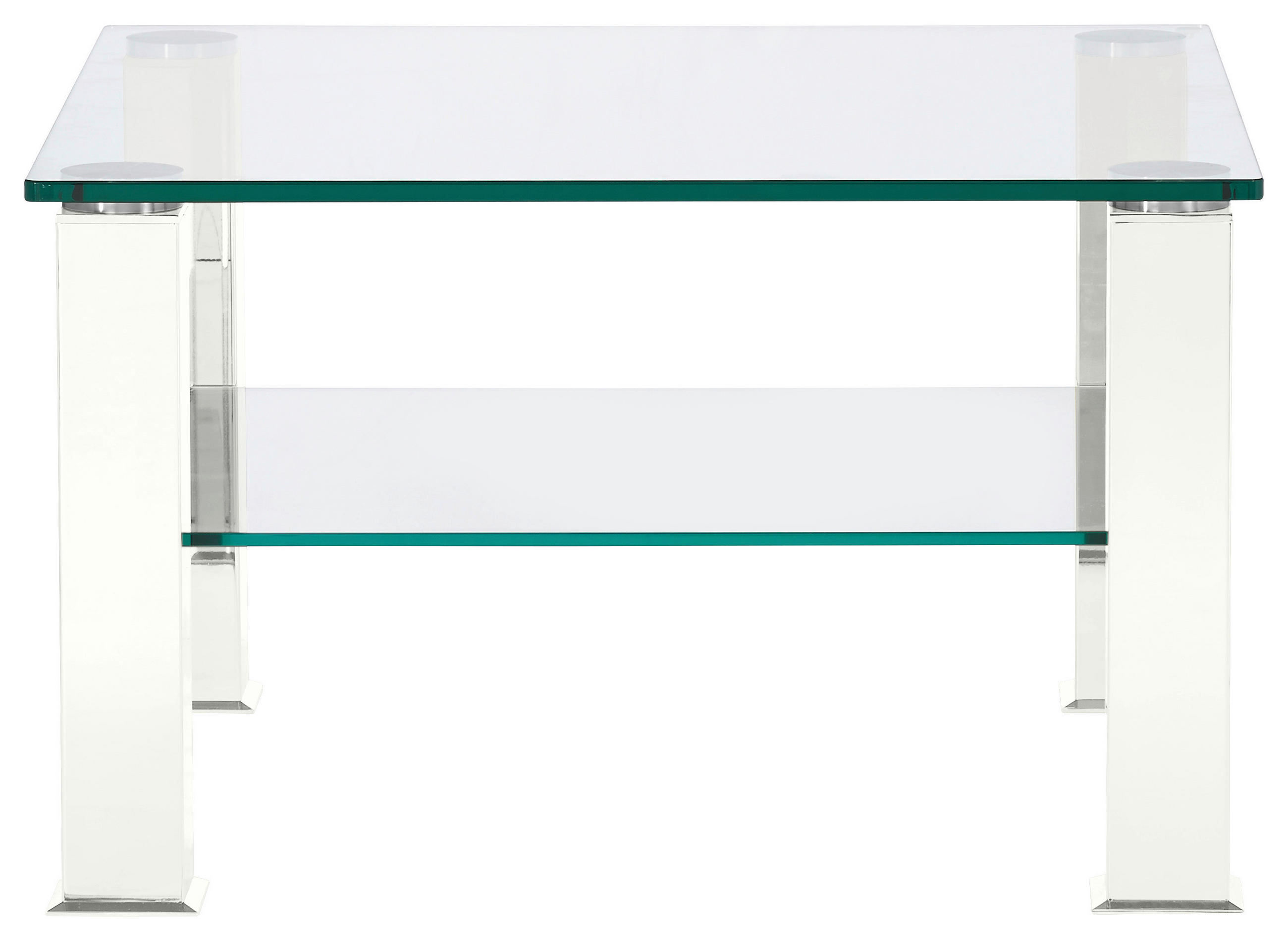 COUCHTISCH in Metall, Glas 75/75/43 cm  - Weiss, Design, Glas/Kunststoff (75/75/43cm)
