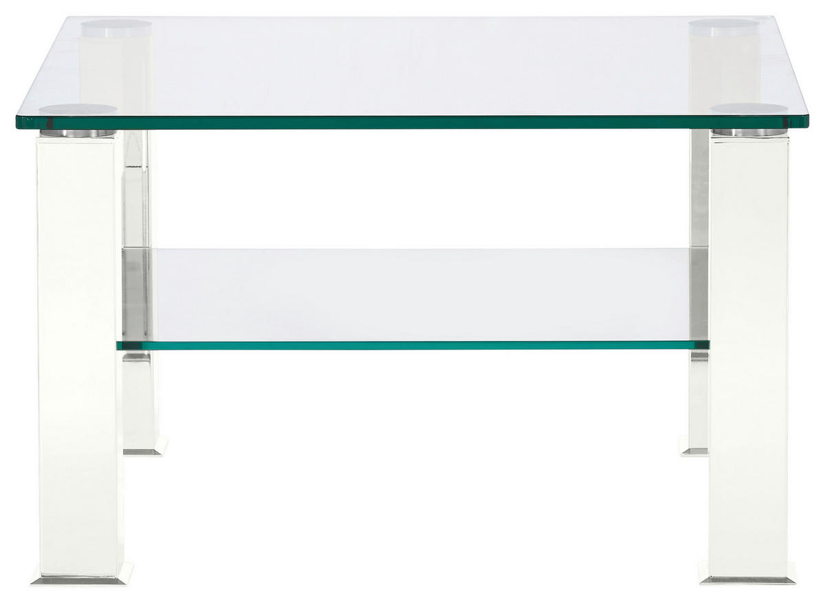 COUCHTISCH in Metall, Glas 75/75/43 cm  - Weiss, Design, Glas/Kunststoff (75/75/43cm)