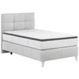 BOXSPRINGBETT 140/200 cm  in Weiß  - Chromfarben/Weiß, KONVENTIONELL, Leder/Textil (140/200cm) - Novel