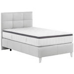 BOXSPRINGBETT 120/200 cm  in Weiß  - Chromfarben/Weiß, KONVENTIONELL, Leder/Textil (120/200cm) - Novel