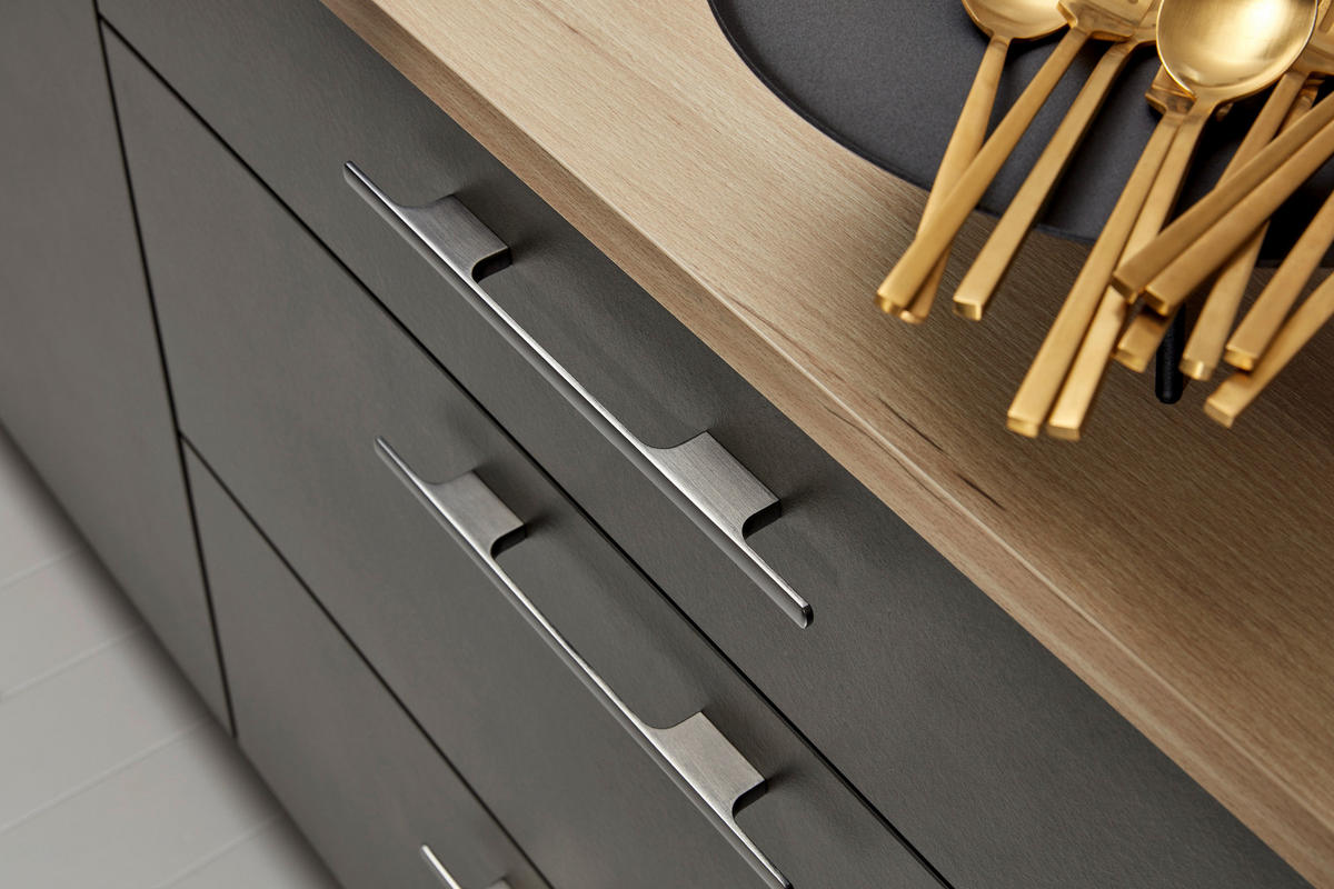 EINBAUKÜCHE   - Eichefarben/Grau, MODERN, Holzwerkstoff - Dieter Knoll