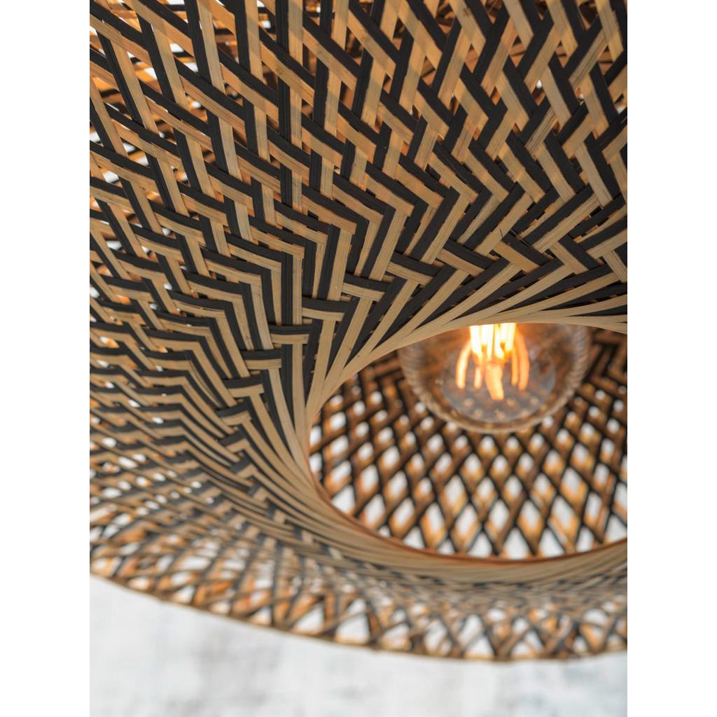 Thumbnail - Good & Mojo Wandleuchte Bali, Schwarz, Hellbraun, Metall, Naturmaterialien, rund,rund, 20 cm, Schnurschalter, Lampen & L...