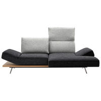 ECKSOFA in Flachgewebe Grau, Hellgrau  240/132 cm  - Chromfarben/Hellgrau, Design, Holz/Textil (240/132cm) - Koinor