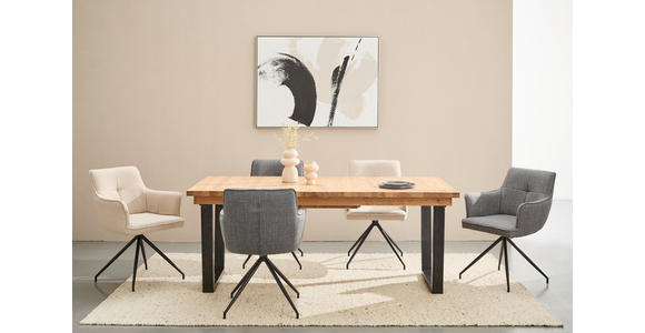 ESSTISCH Eiche Bianco rechteckig  ausziehbar  - Eiche Bianco/Schwarz, LIFESTYLE, Holz/Metall (190-240/95/75cm) - Linea Natura