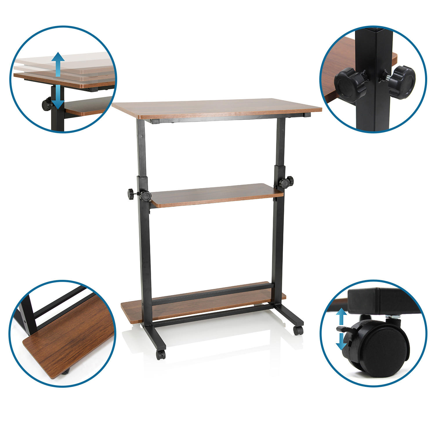 Thumbnail - Mid.you Schreibtisch, Schwarz, Walnuss, Holzwerkstoff, rechteckig, eckig, 50x80-120x80 cm, höhenverstellbar, Arbeitszimm...