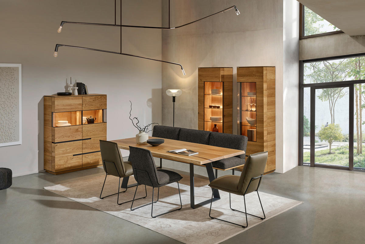 STUHL  Stoff-/Lederauswahl Webstoff  - Dunkelbraun/Graphitfarben, Design, Textil/Metall (52/85/66cm) - Cassando