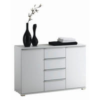 KOMMODE  in 120/80/40 cm  - Chromfarben/Weiß, Design, Glas/Holzwerkstoff (120/80/40cm) - Moderano