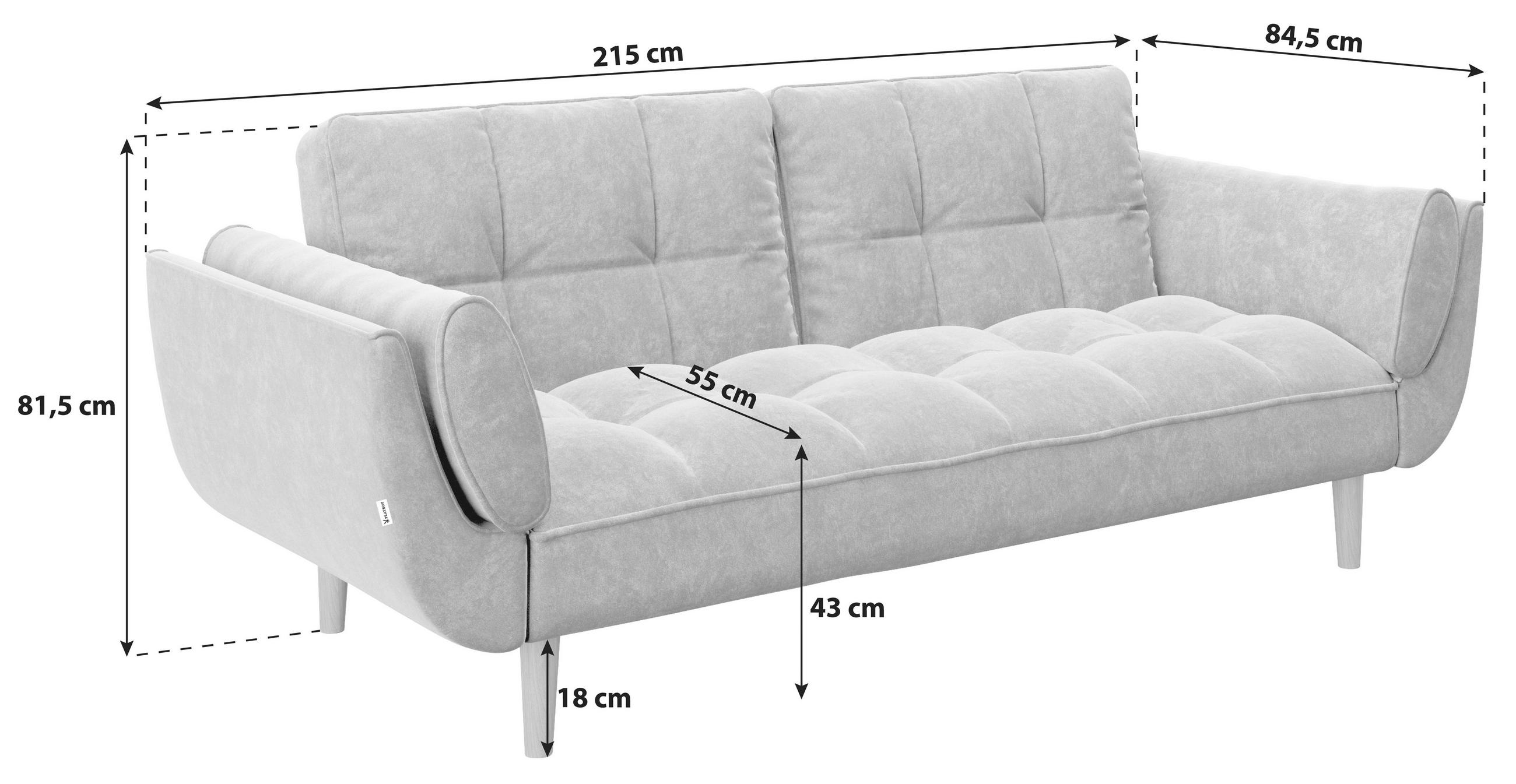 Thumbnail - Playboy Schlafsofa, Anthrazit, Textil, Birke, massiv, Vintage, 2-Sitzer, Füllung: Schaumstoff, 215x81.5x84.5 cm, Wohnzim...