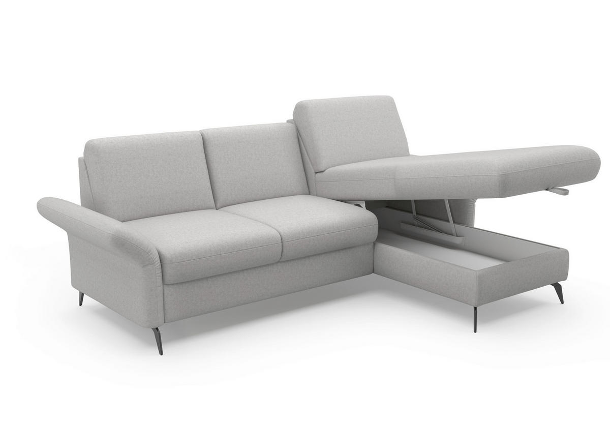 ECKSOFA ROCHELLE E Hellgrau Flachgewebe  - Hellgrau/Schwarz, KONVENTIONELL, Textil/Metall (251/164cm) - Sit & More