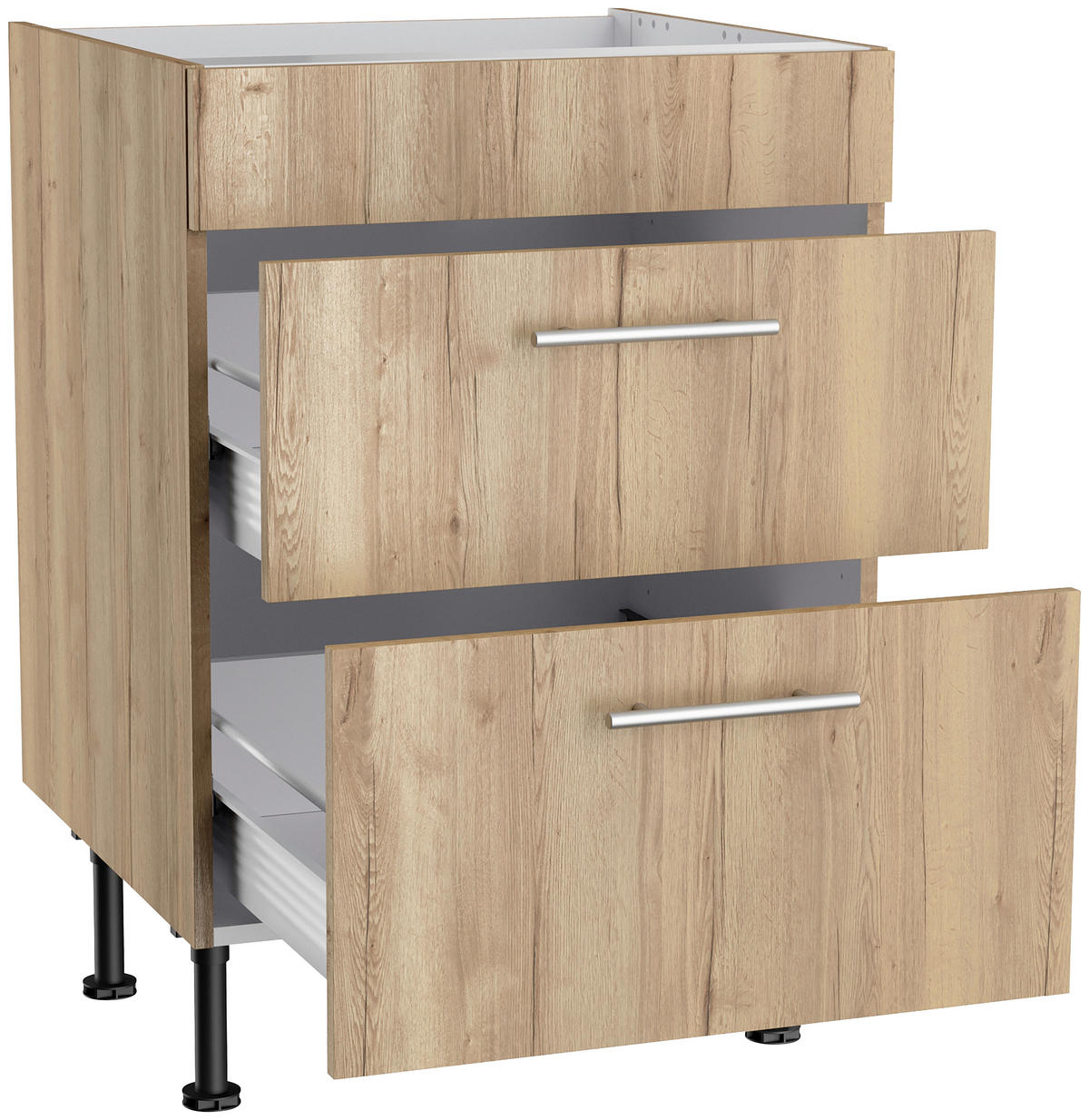 ECKKÜCHE 270/200 cm  in Eichefarben  - Edelstahlfarben/Eichefarben, Basics, Holzwerkstoff/Metall (270/200cm) - Optifit