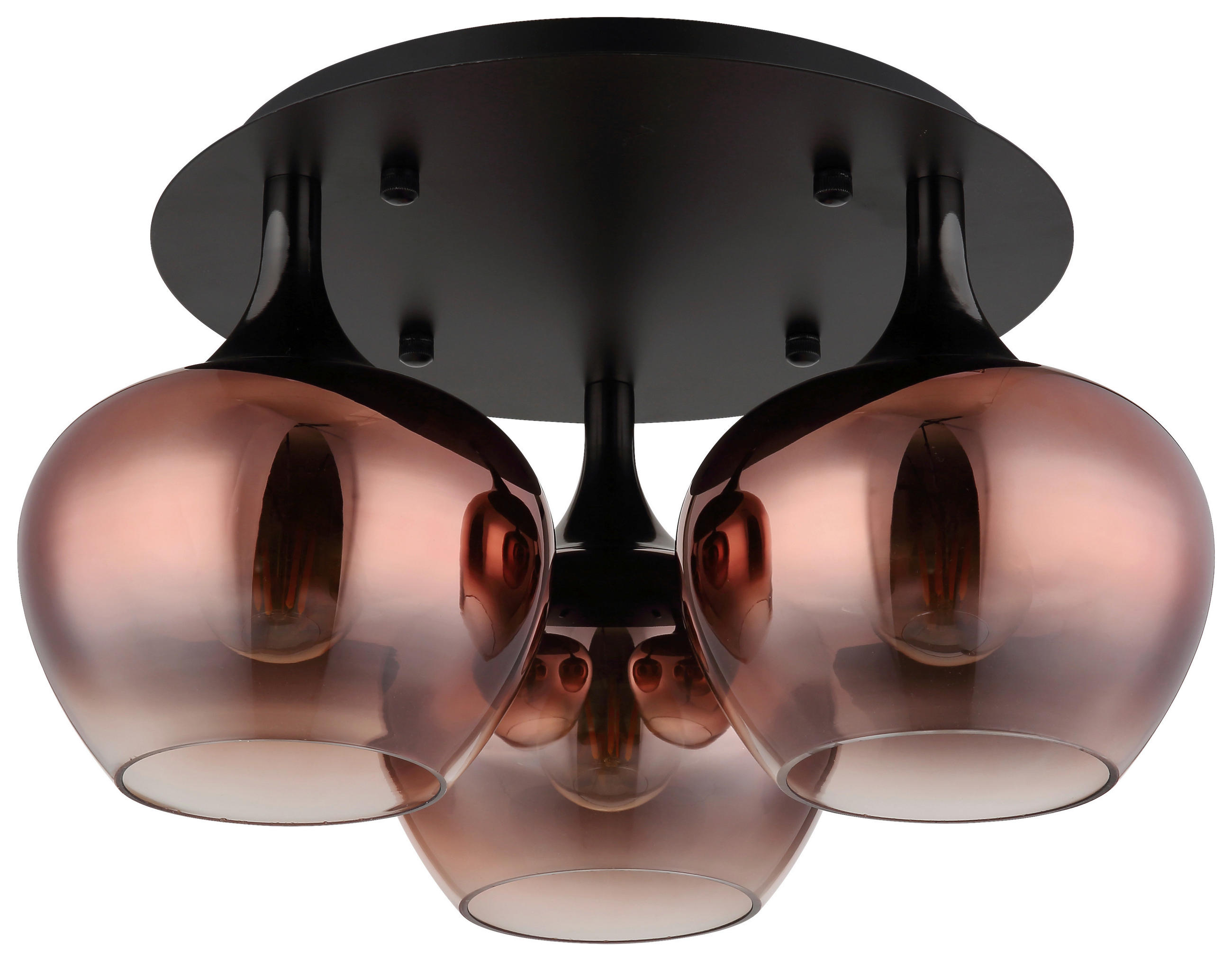 DECKENLEUCHTE 45/25,5 cm   - Schwarz/Kupferfarben, Design, Glas/Metall (45/25,5cm) - Collet's Monde