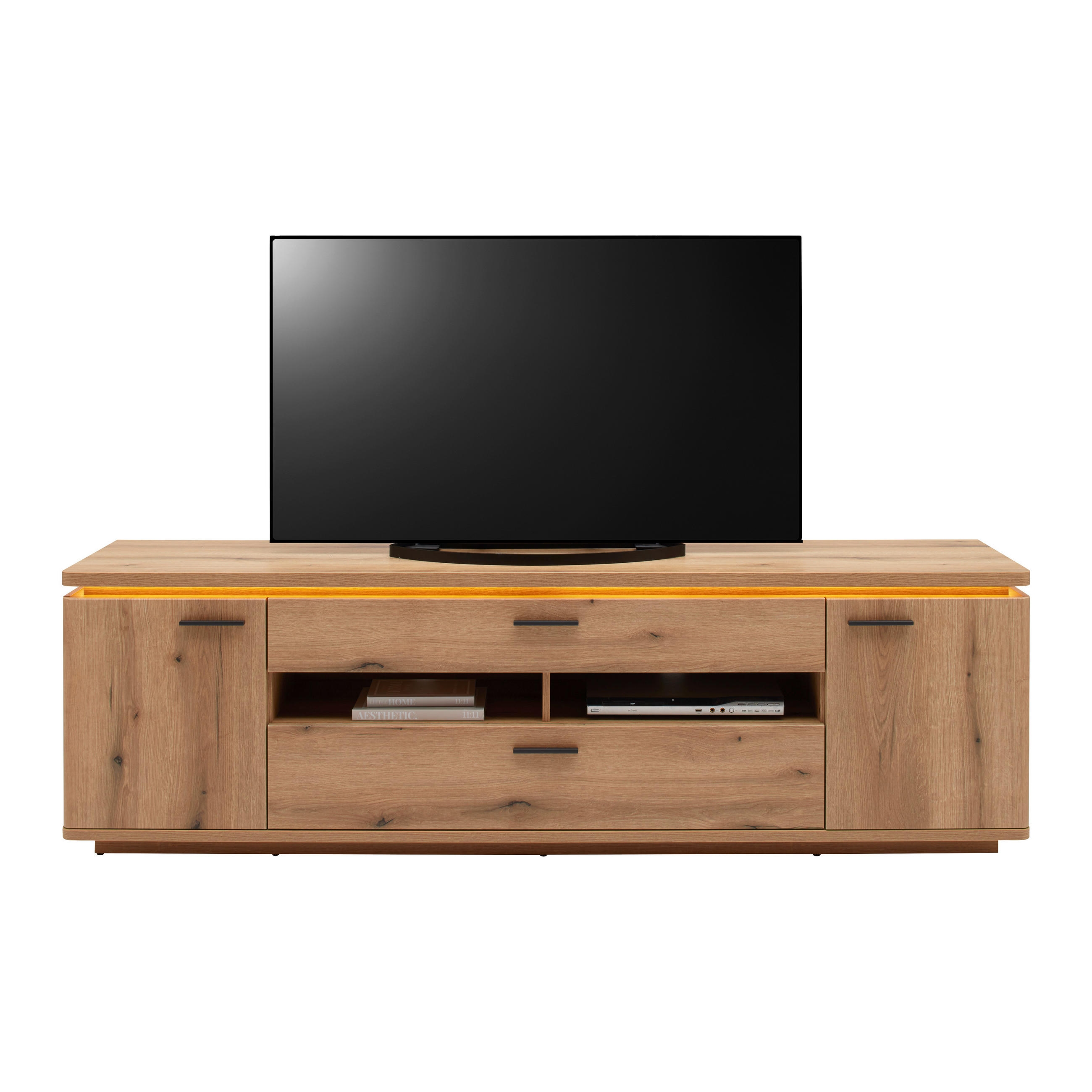 TV-ELEMENT barve hrasta  - barve hrasta/antracit, Natur, kovina/leseni material (150/81/44cm) - Hom`in