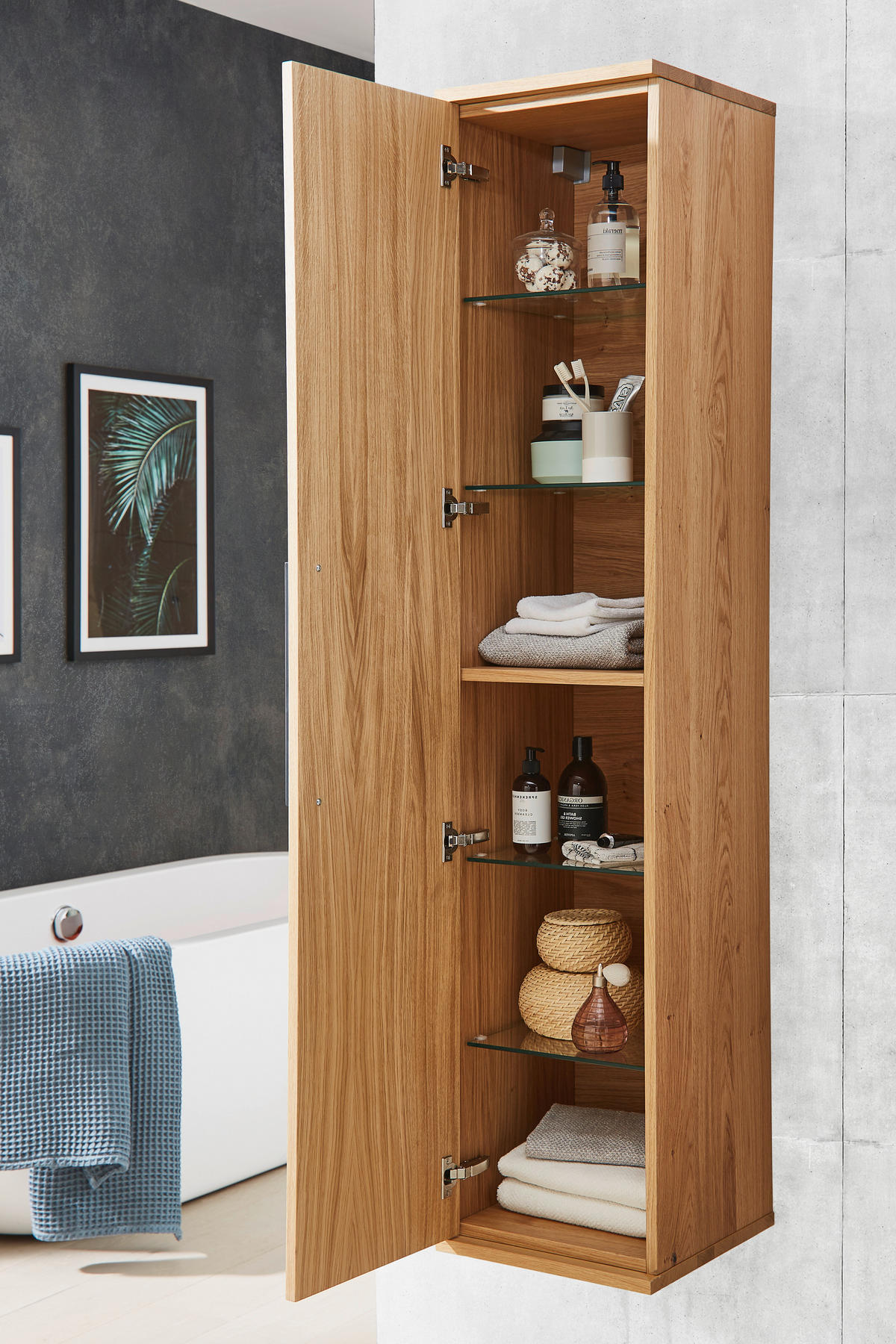 HOCHSCHRANK 35/165/37 cm  - Eichefarben/Anthrazit, Design, Glas/Holz (35/165/37cm) - Dieter Knoll