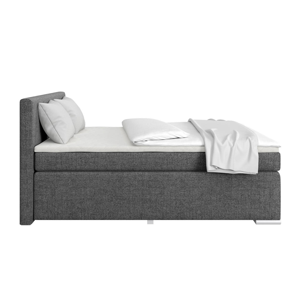 BOXSPRINGBETT 160/200 cm  in Graphitfarben  - Alufarben/Graphitfarben, Basics, Kunststoff/Textil (160/200cm) - Boxxx