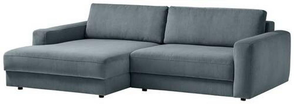 ECKSOFA in Cord Blaugrau  - Blaugrau/Schwarz, Modern, Textil (176/250cm) - Trendmanufaktur