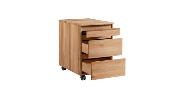 ROLLCONTAINER Asteiche massiv Eichefarben  - Eichefarben, KONVENTIONELL, Holz/Kunststoff (43/65/60cm) - Linea Natura