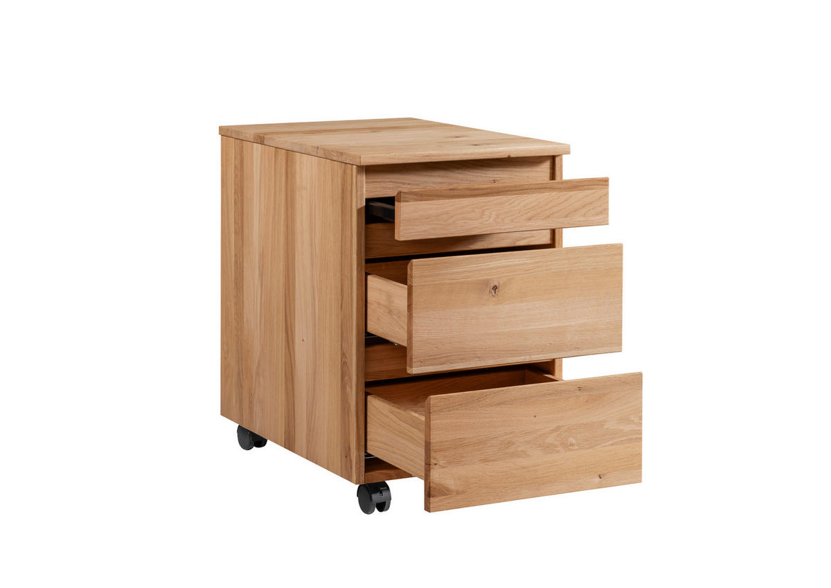 ROLLCONTAINER 43/65/60 cm  - Eichefarben, Konventionell, Holz/Kunststoff (43/65/60cm) - Linea Natura
