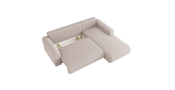 ECKSOFA inkl. Funktionen Beige Cord  - Beige/Schwarz, KONVENTIONELL, Kunststoff/Textil (260/200cm) - Xora