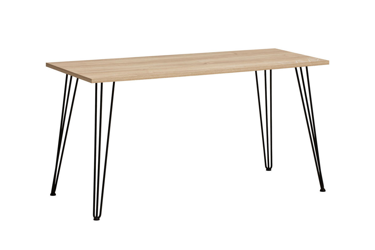 SCHREIBTISCH 138/60/73,7 cm  in Schwarz, Eichefarben  - Eichefarben/Schwarz, MODERN, Holzwerkstoff/Metall (138/60/73,7cm) - MID.YOU