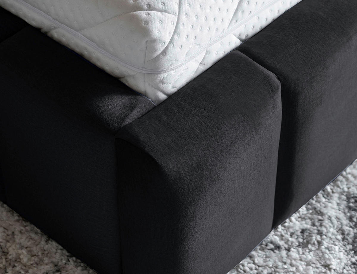 POLSTERBETT Beleuchtung, Lattenrost, Bettkasten 160/200 cm  in Schwarz  - Beige/Schwarz, MODERN, Holz/Kunststoff (160/200cm) - MID.YOU