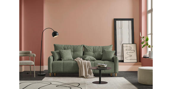 SCHLAFSOFA  in Chenille Grün  - Buchefarben/Grün, Design, Holz/Textil (217/97/101cm) - Carryhome