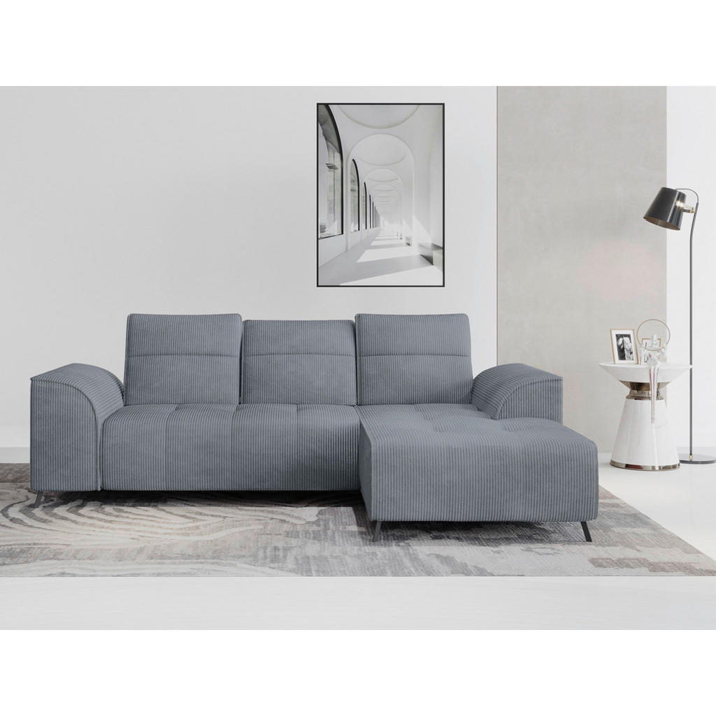 Thumbnail - Carryhome Ecksofa, Dunkelgrau, Textil, 3-Sitzer, Ottomane rechts, L-Form, 290x196 cm, Liegefunktion, seitenverkehrt erhä...