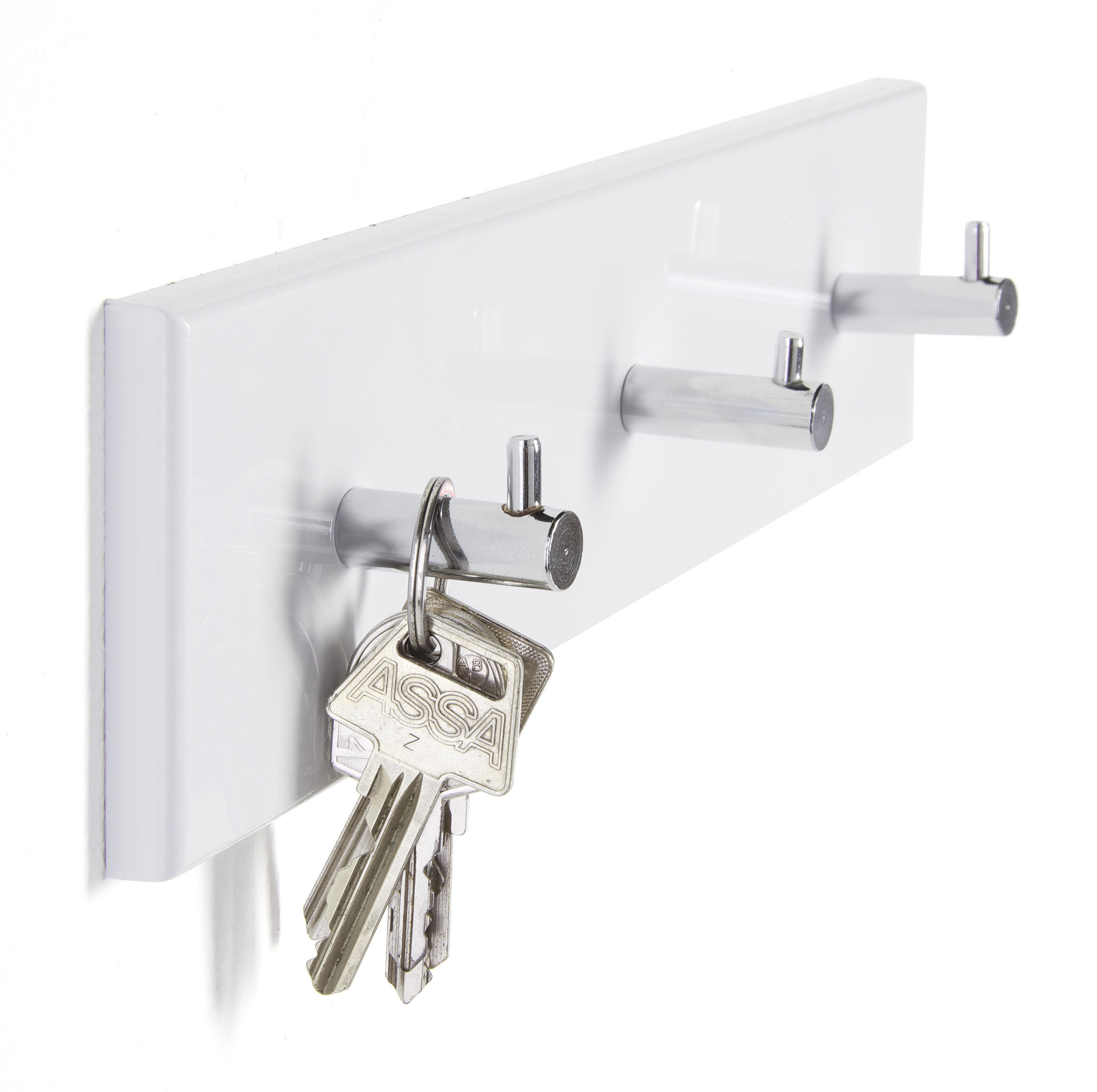 GARDEROBA ZIDNA   bijela, boje kroma  metal, drvni materijal  - bijela/boje kroma, Konvencionalno, drvni materijal/metal (34/8/5cm) - Modern Living