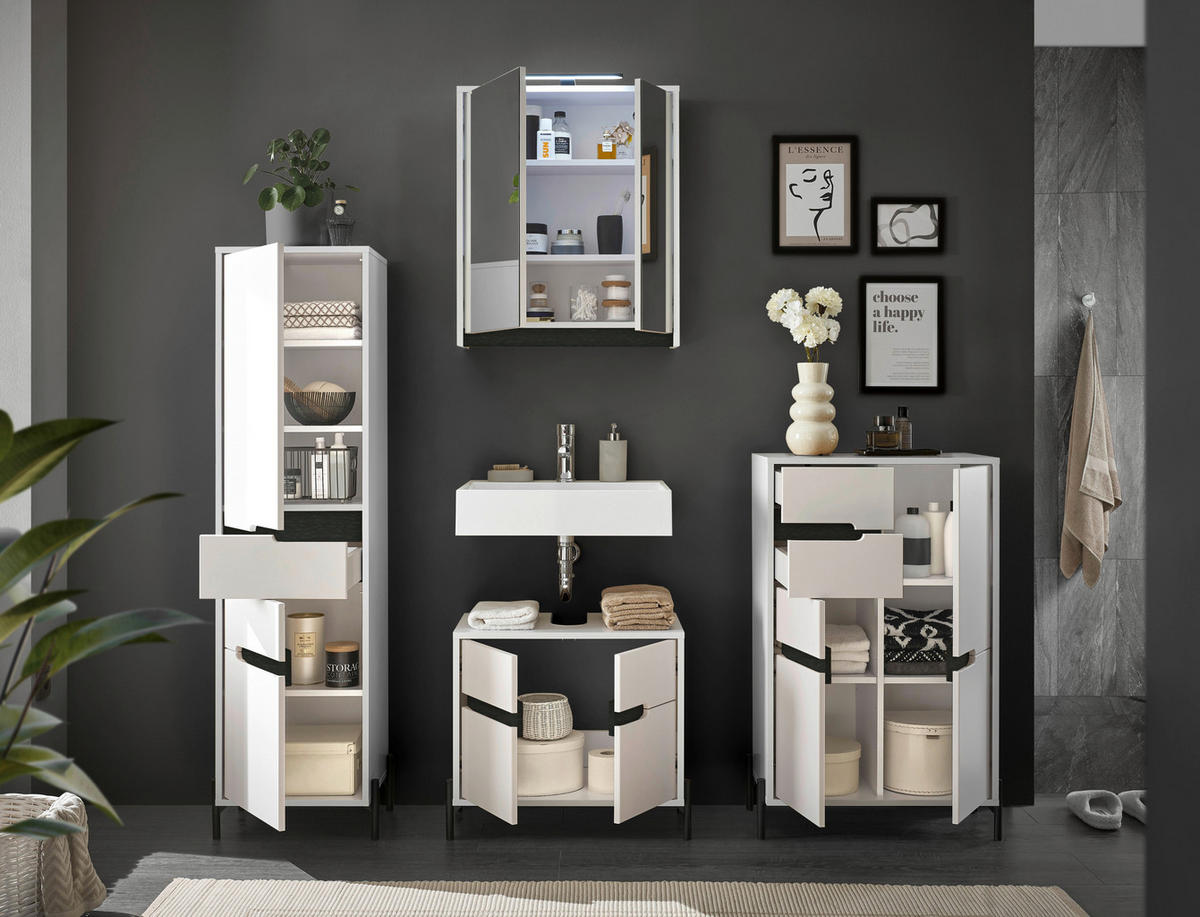 ARMOIRE HAUTE 40/155/35 cm  - Weiss/Schwarz, Basics, Holzwerkstoff/Metall (40/155/35cm) - MID.YOU