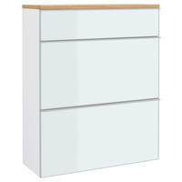 SCHUHKIPPER  in 84/102/31 cm  - Weiss/Eichefarben, Design, Glas/Holz (84/102/31cm) - Novel
