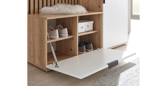GARDEROBE in 122/195/35 cm - Weiß/Eiche Artisan, Design, Glas/Holzwerkstoff (122/195/35cm) - Xora