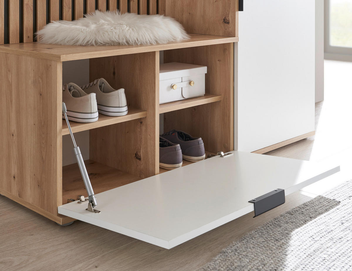 GARDEROBE  in 122/195/35 cm  - Weiß/Eiche Artisan, Design, Glas/Holzwerkstoff (122/195/35cm) - Xora