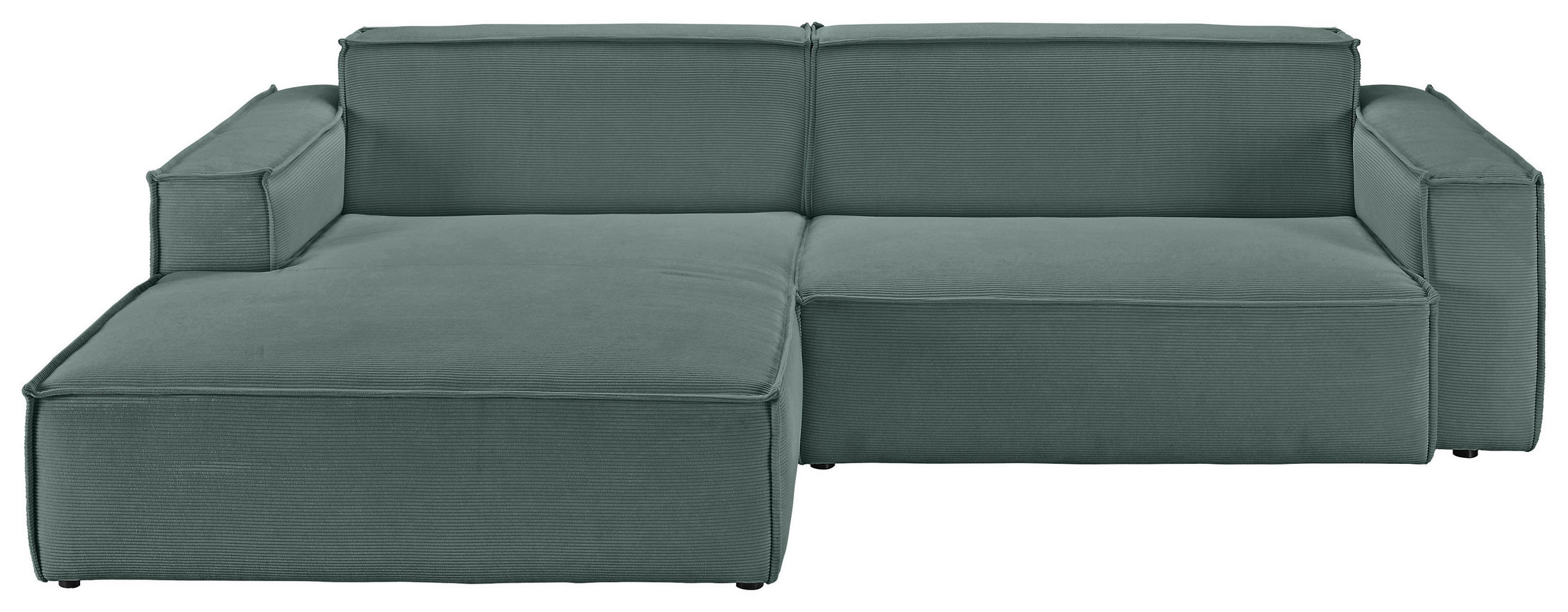 ECKSOFA Grün Feincord Rücken echt  - Schwarz/Grün, KONVENTIONELL, Kunststoff/Textil (168/276cm) - Hom`in