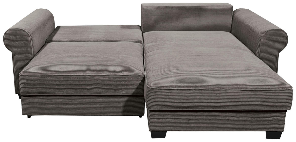 ECKSOFA in Cord Mokka  - Schwarz/Mokka, Basics, Kunststoff/Textil (255/92/185cm) - MID.YOU