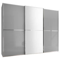 SCHWEBETÜRENSCHRANK 280/240/68 cm,  in Hellgrau, 3 Tür(en)  - Chromfarben/Hellgrau, Design, Glas/Holzwerkstoff (280/240/68cm) - Moderano