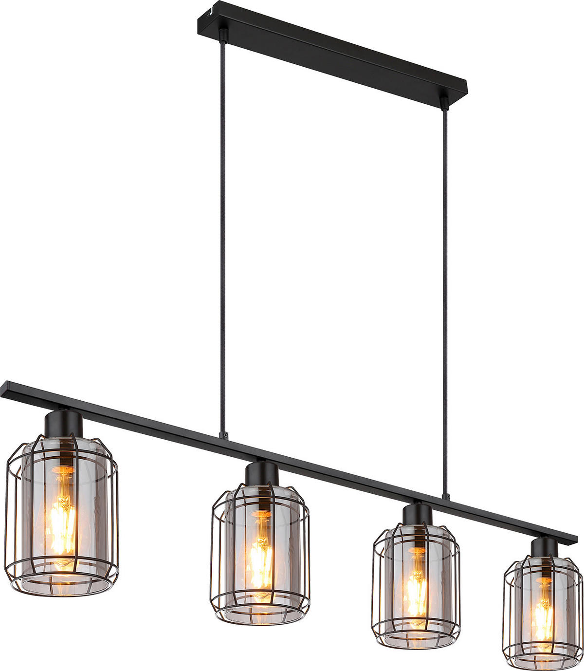 HÄNGELEUCHTE Kammi 98/13,1/120 cm  - Klar/Schwarz, Design, Glas/Kunststoff (98/13,1/120cm) - Globo