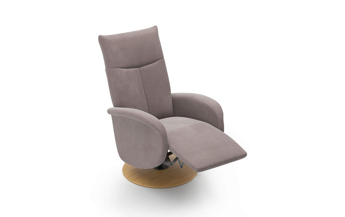 RELAXSESSEL GLENDALE E Flachgewebe Kopfteilverstellung, Rücken echt    - Taupe/Eichefarben, KONVENTIONELL, Holzwerkstoff/Textil (75/112/82cm) - Sit & More
