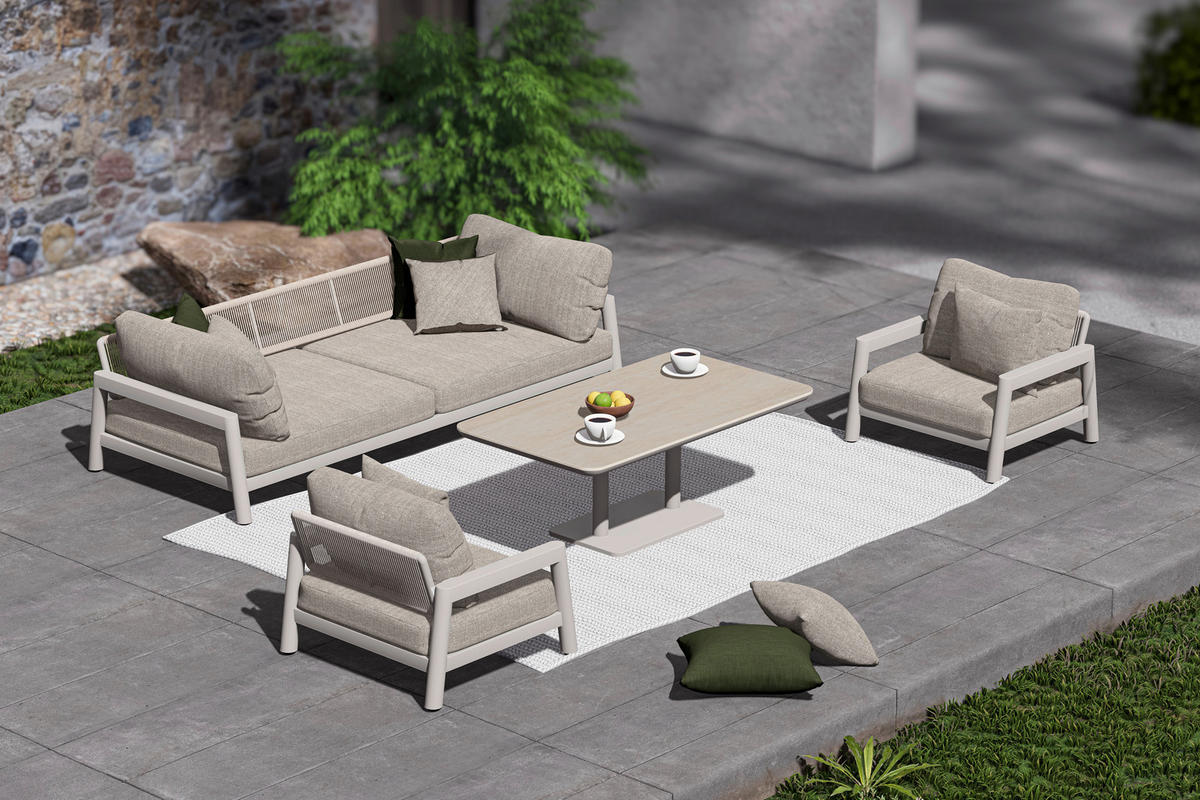 LOUNGESOFA 236/72/126 cm Aluminium  - Sandfarben/Dunkelgrün, Design, Kunststoff/Textil (236/72/126cm) - Zebra 