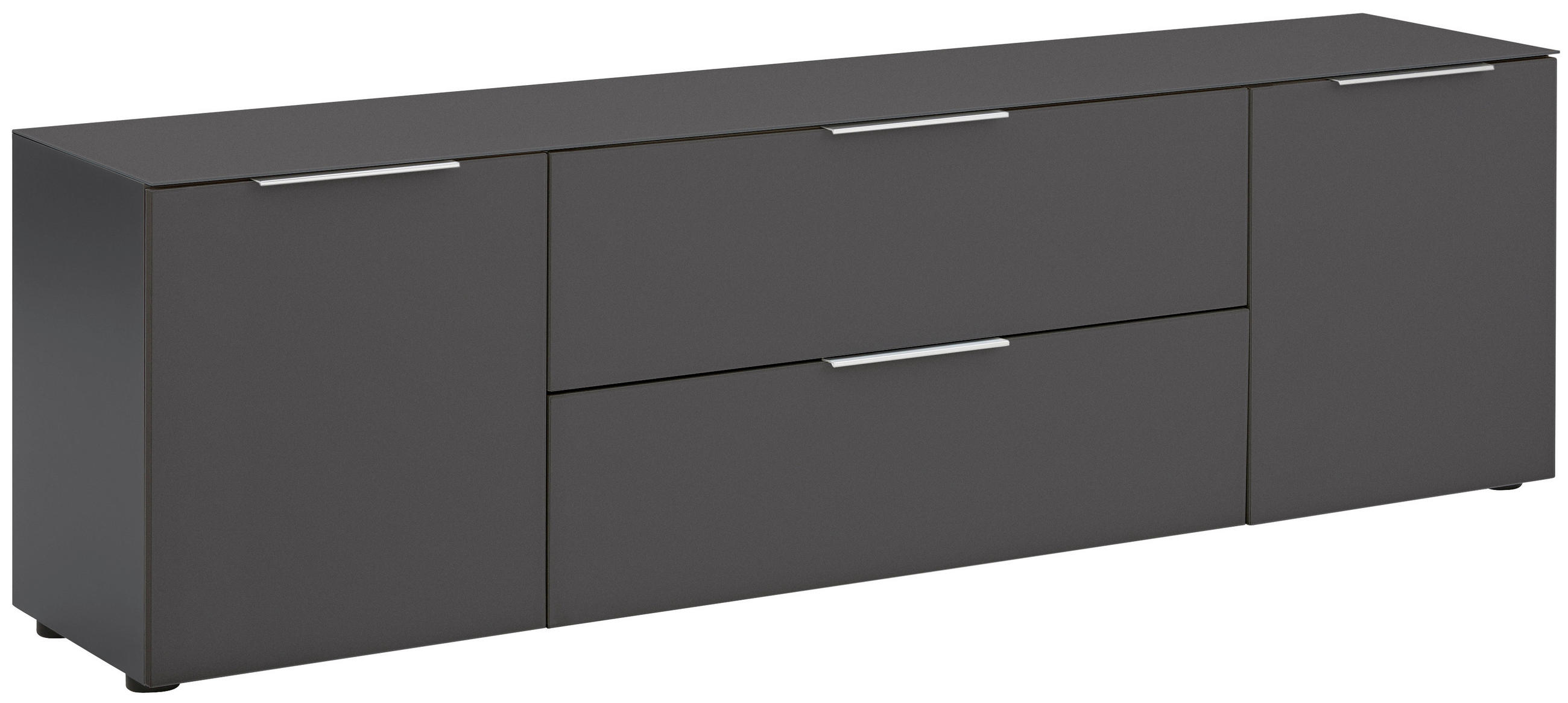 LOWBOARD Anthrazit - Anthrazit/Schwarz, Design, Glas/Holzwerkstoff (180,4/53,9/40cm)