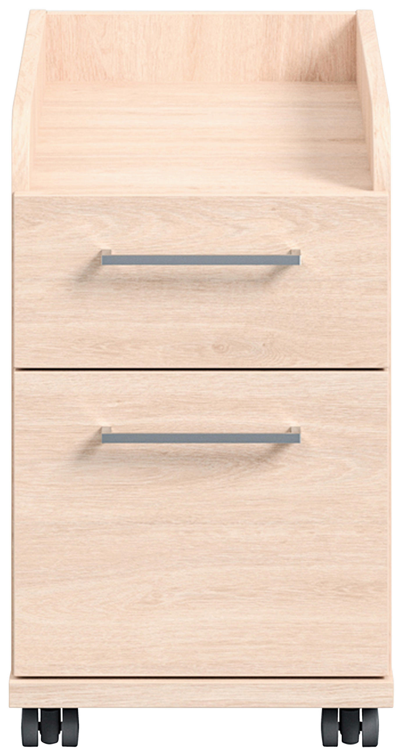 ROLLCONTAINER Eichefarben  - Edelstahlfarben/Eichefarben, Design, Holzwerkstoff/Kunststoff (32,6/54,3/60cm) - Cantus