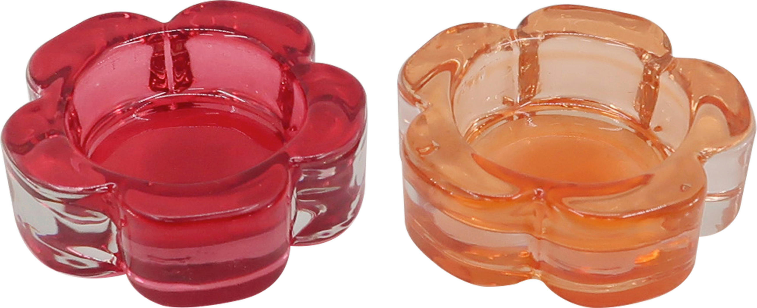 VÄRMELJUSHÅLLARE  - orange/mörkröd, Basics, glas (6,5/2cm) - Ambia Home