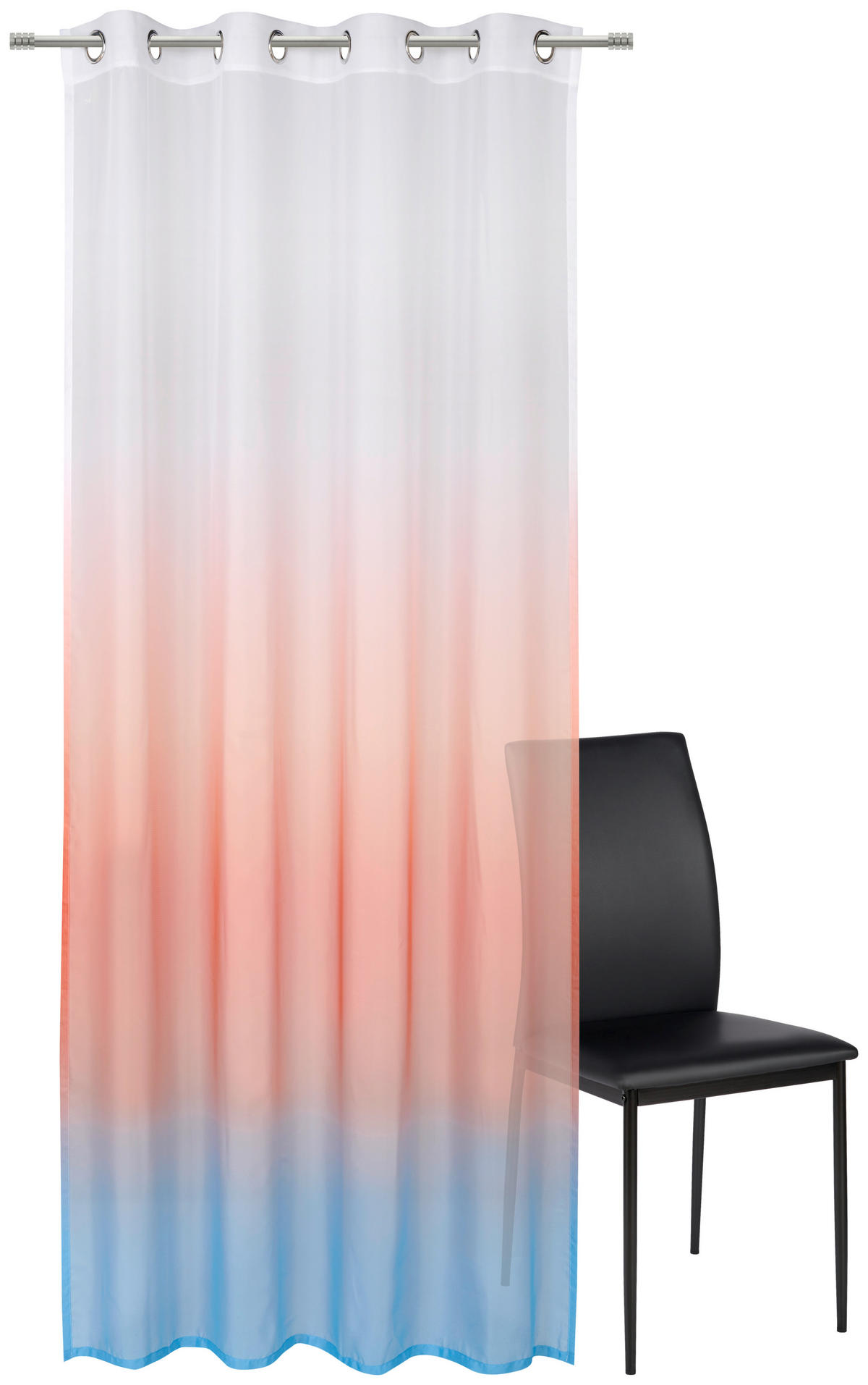 ZÁVĚS S OČKY, poloprůhledné, 140/245 cm - oranžová/modrá, Trend, textil (140/245cm) - Esposa