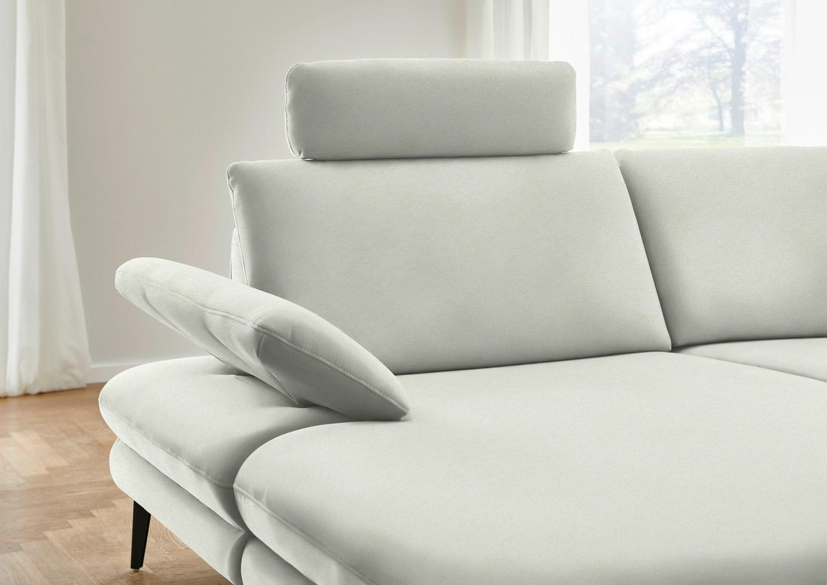 WOHNLANDSCHAFT  in Chenille, Flachgewebe Weiß  - Schwarz/Weiß, Design, Textil/Metall (180/344/208cm) - Dieter Knoll