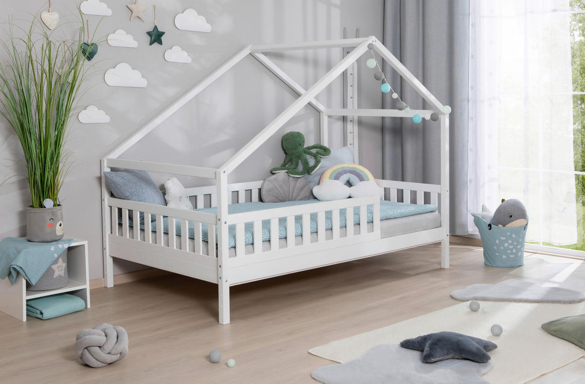 HAUSBETT Rollrost, Absturzsicherung 140/200 cm  - Weiß, MODERN, Holz (140/200cm) - MID.YOU