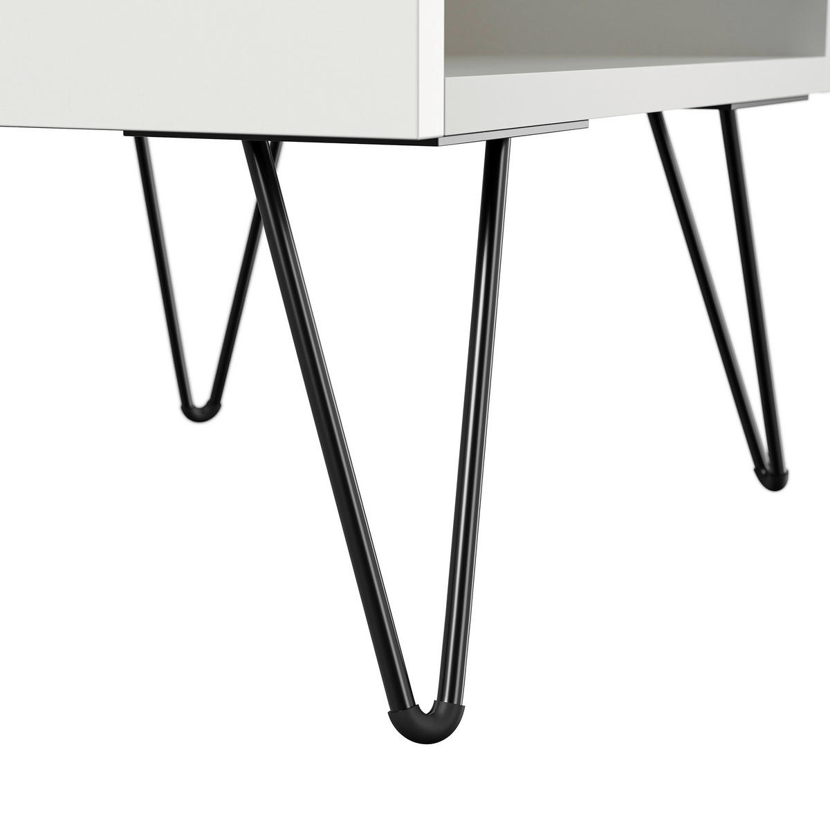SIDEBOARD Posseik Industrial 199/75,8/42 cm 4 Schublade(n)  - Weiß Hochglanz/Schwarz, Design, Holzwerkstoff/Metall (199/75,8/42cm) - MID.YOU
