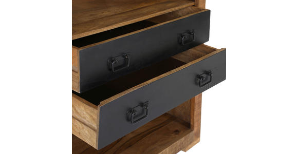 REGAL Mangoholz massiv Braun  - Schwarz/Braun, LIFESTYLE, Holz/Metall (95/190/45cm) - Landscape