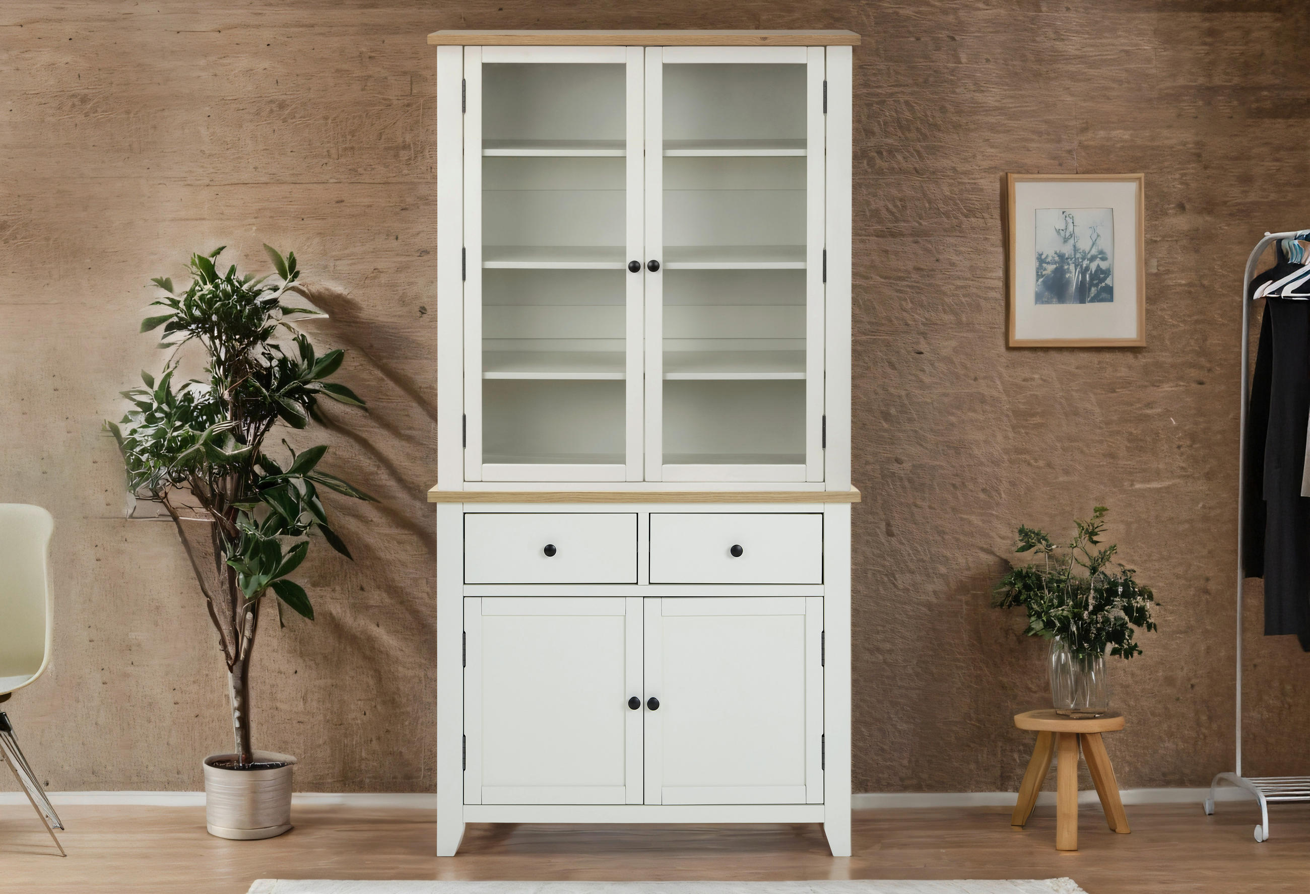 SIDEBOARD 100/85/43 cm  in Naturfarben, Weiß  - Silberfarben/Weiß, LIFESTYLE, Holz/Holzwerkstoff (100/85/43cm) - MID.YOU