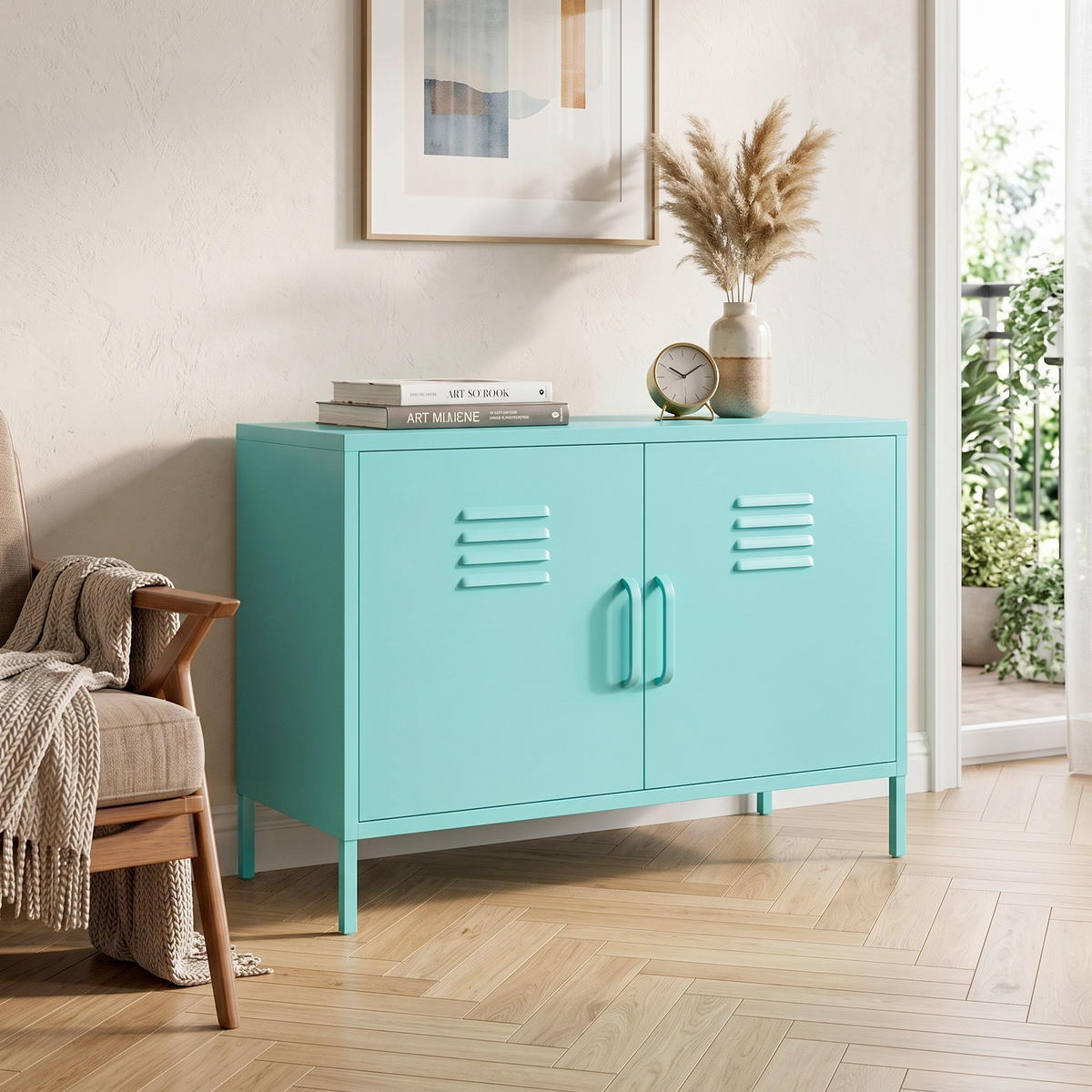 KOMMODE Cache, 98/63/39 cm,  - Grün, Design, Metall (98/63/39cm) - MID.YOU